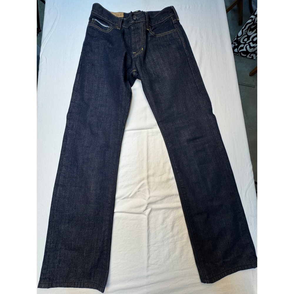 Gap 1969 Mens Selvedge Denim Jeans Dark‎ Indigo Button Fly 28x30